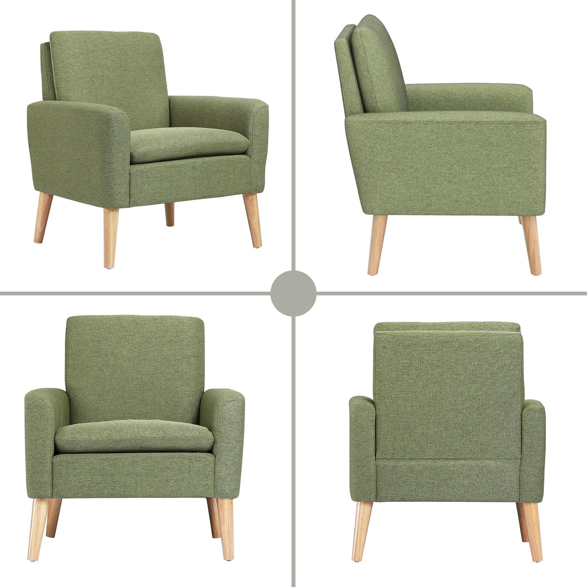 Set of 2 Green Upholstered Accent Chair W489