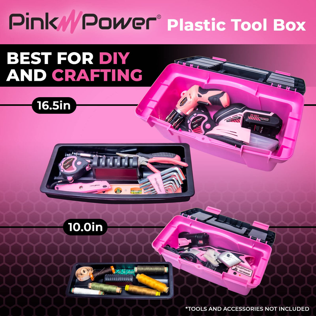 Pink Plastic Tool Box with Handle 2 Pack S948