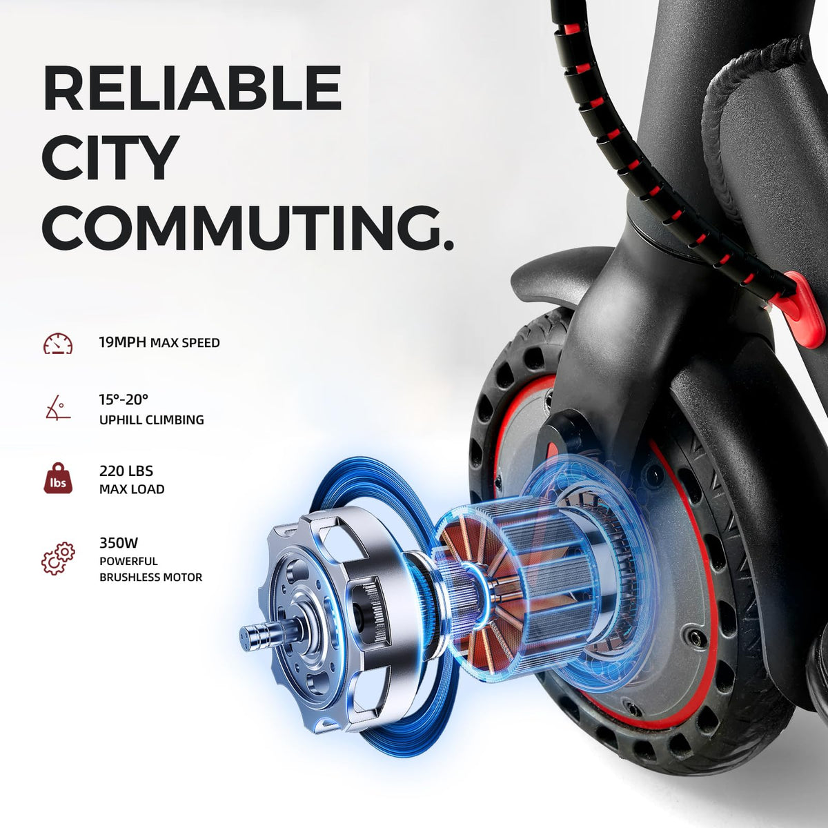 Electric Scooter, 350W/500W, 8.5" Tires, 21 Miles Range, Folding E-Scooter U78277