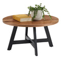 Round Wood Top Metal Base Coffee Table O67208