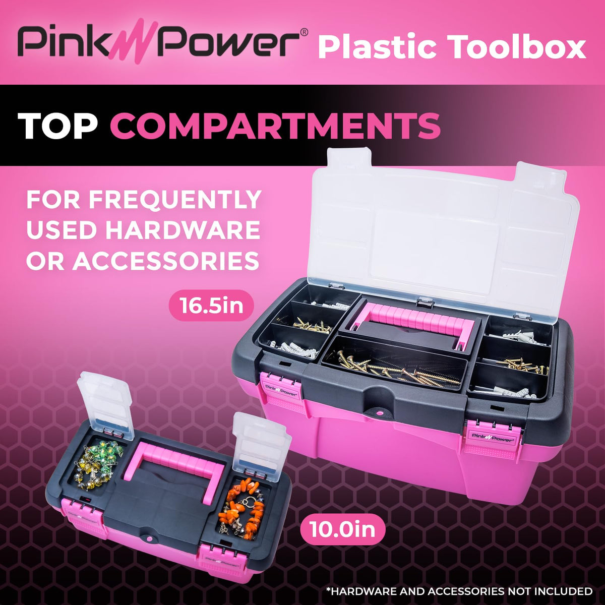 Pink Plastic Tool Box with Handle 2 Pack S948