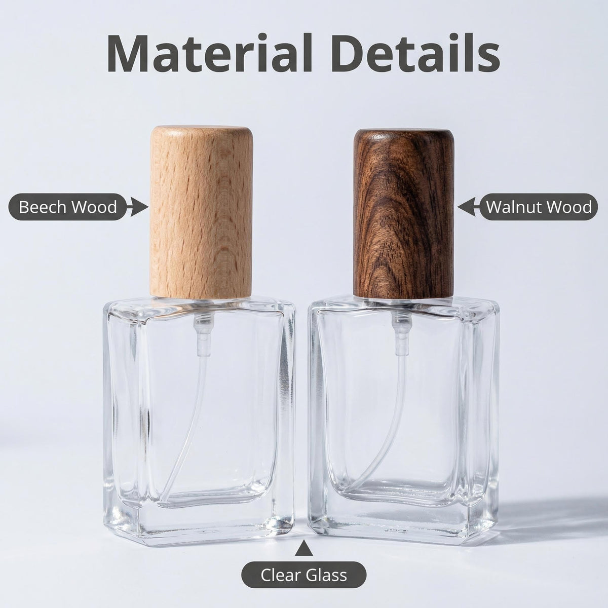 2 Pcs 15ml Clear Mini Glass Perfume Bottle with Wood Lid O871465