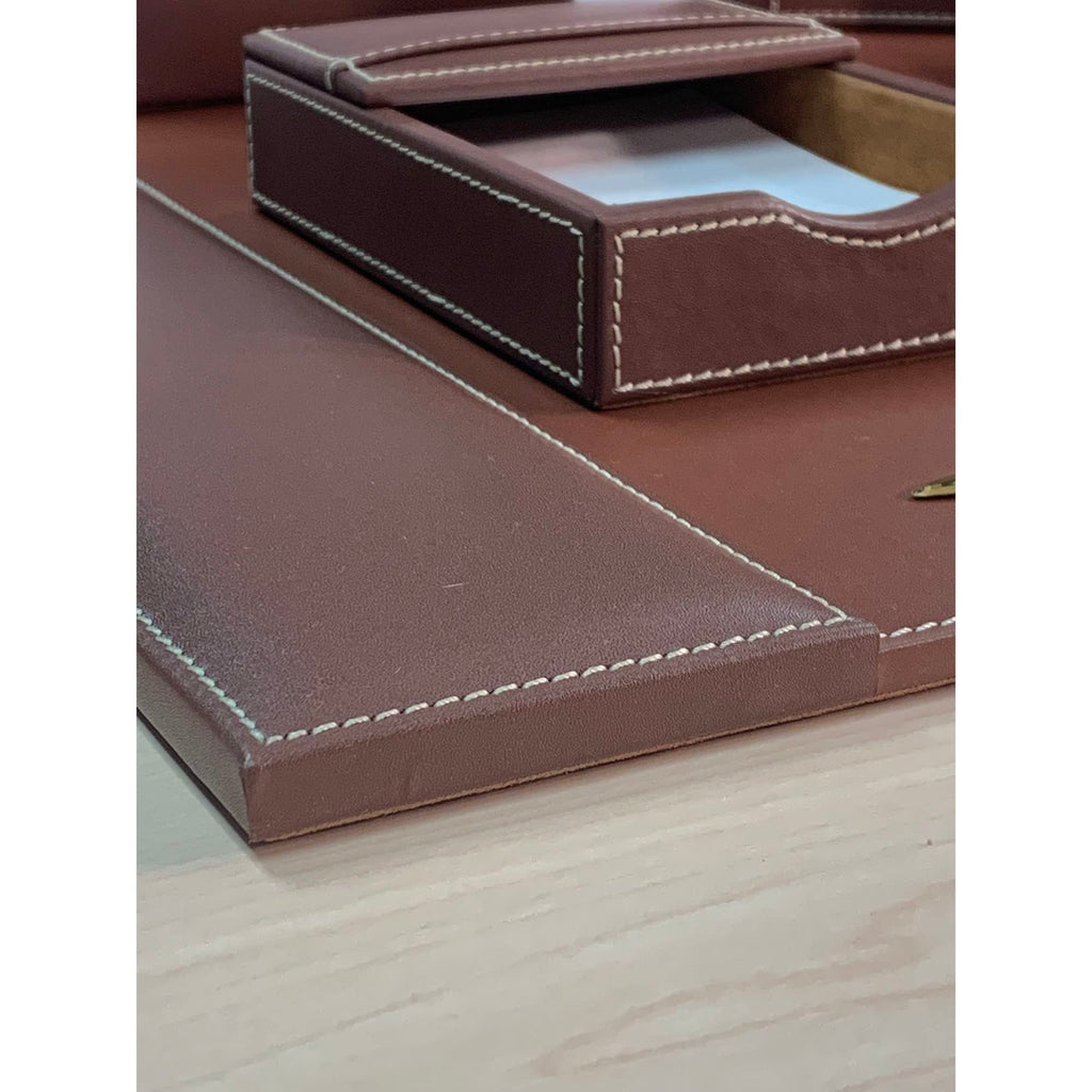 Rustic Brown Leather Desk Set, 7-Piece Z824925