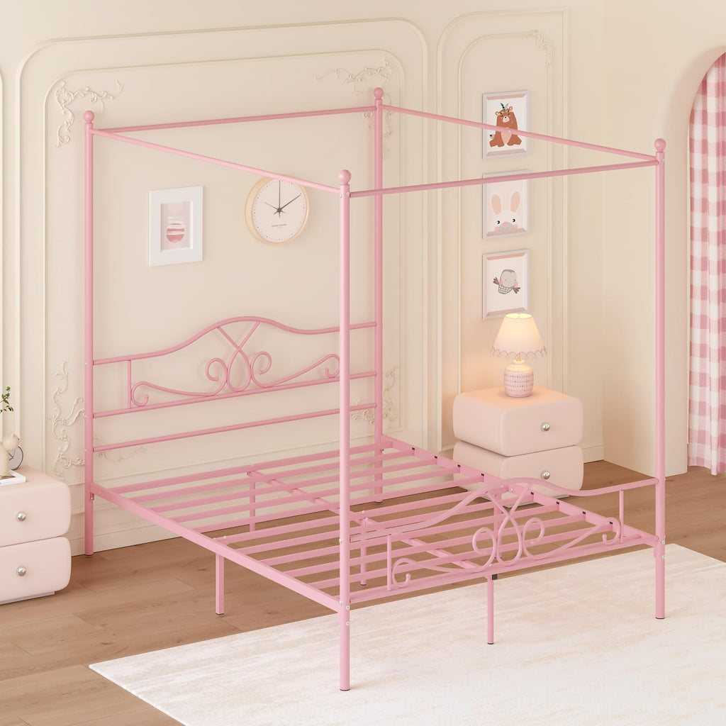 Full Size Canopy Bed Frame with 4 Posters O555