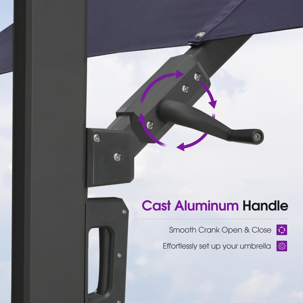 Navy Blue 10' X 13' Dual-Top Cantilever Umbrella with Base Z845063