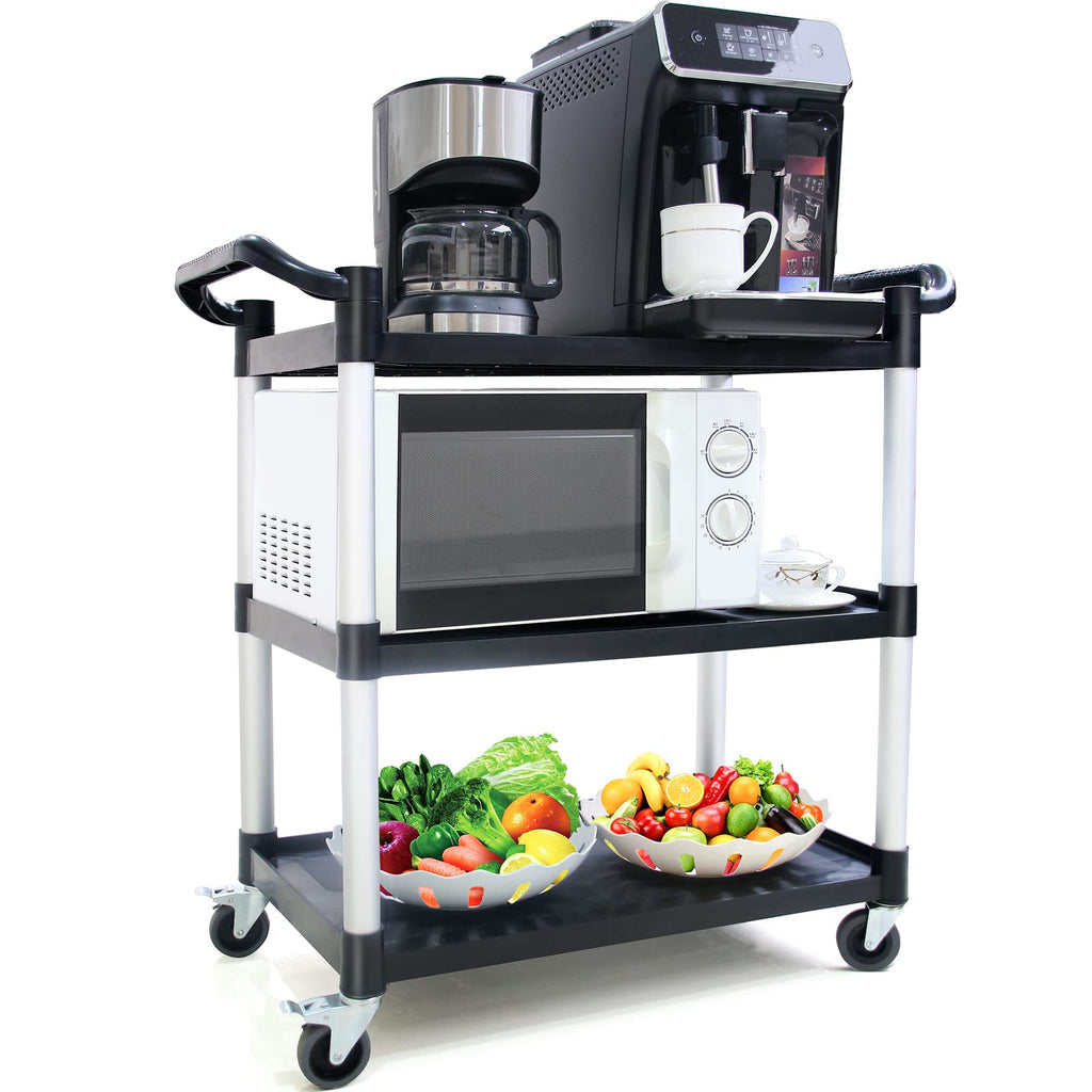 3-Tier Rolling Utility Cart with Lockable Wheels W98446