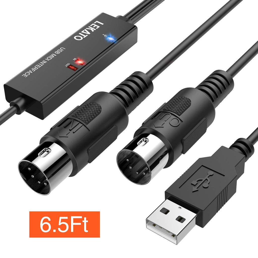 USB MIDI Cable 6.5Ft with Input & Output U6588