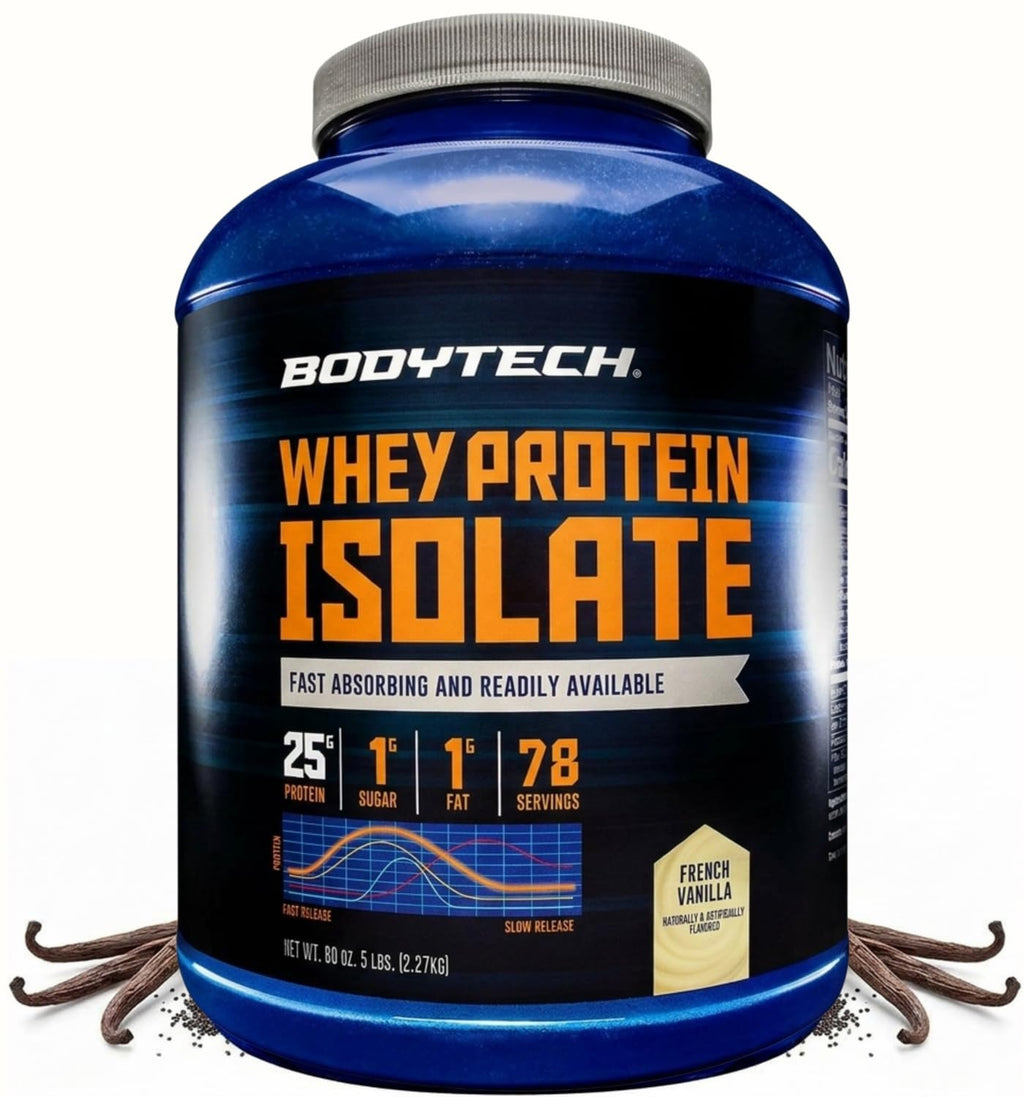 Whey Protein Isolate Powder, French Vanilla, 5 lb B98891