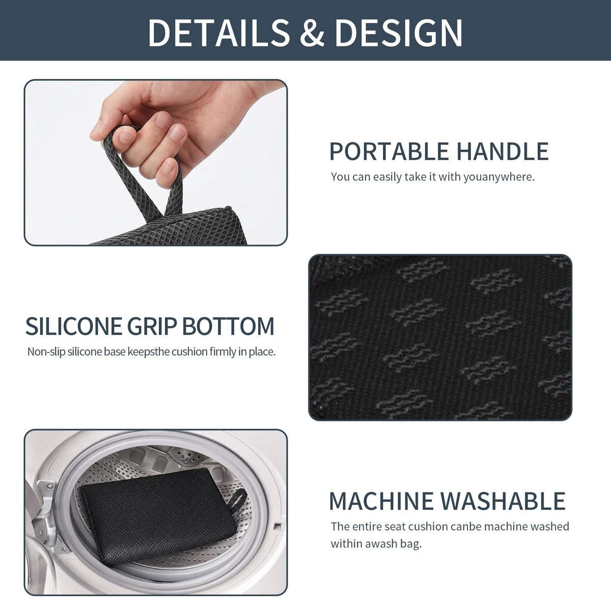 Portable Extra Thick Stadium Seat Cushion 2 Pack Gray E3872