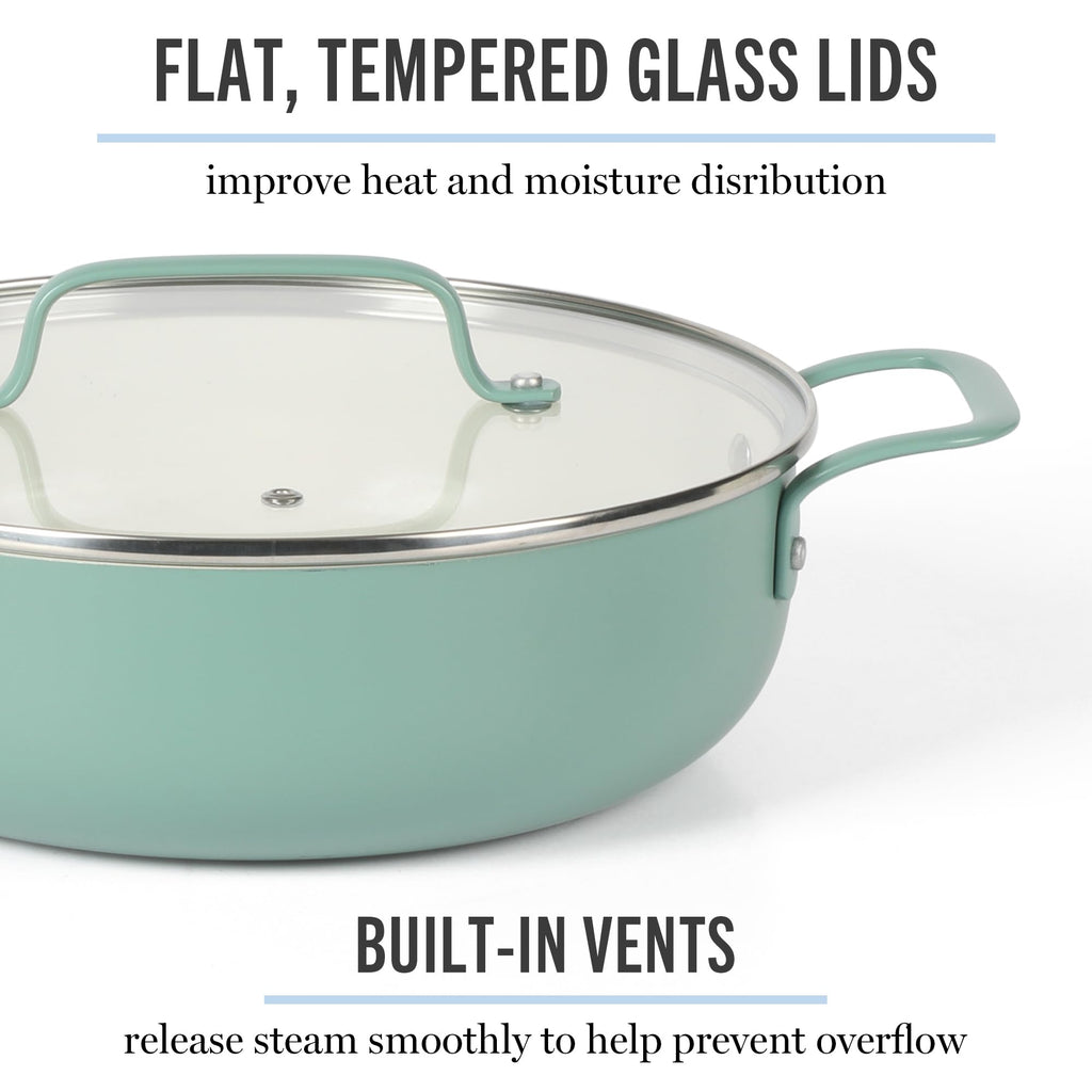 12 Piece Nonstick Ceramic Aluminum Cookware Set Teal Z14281