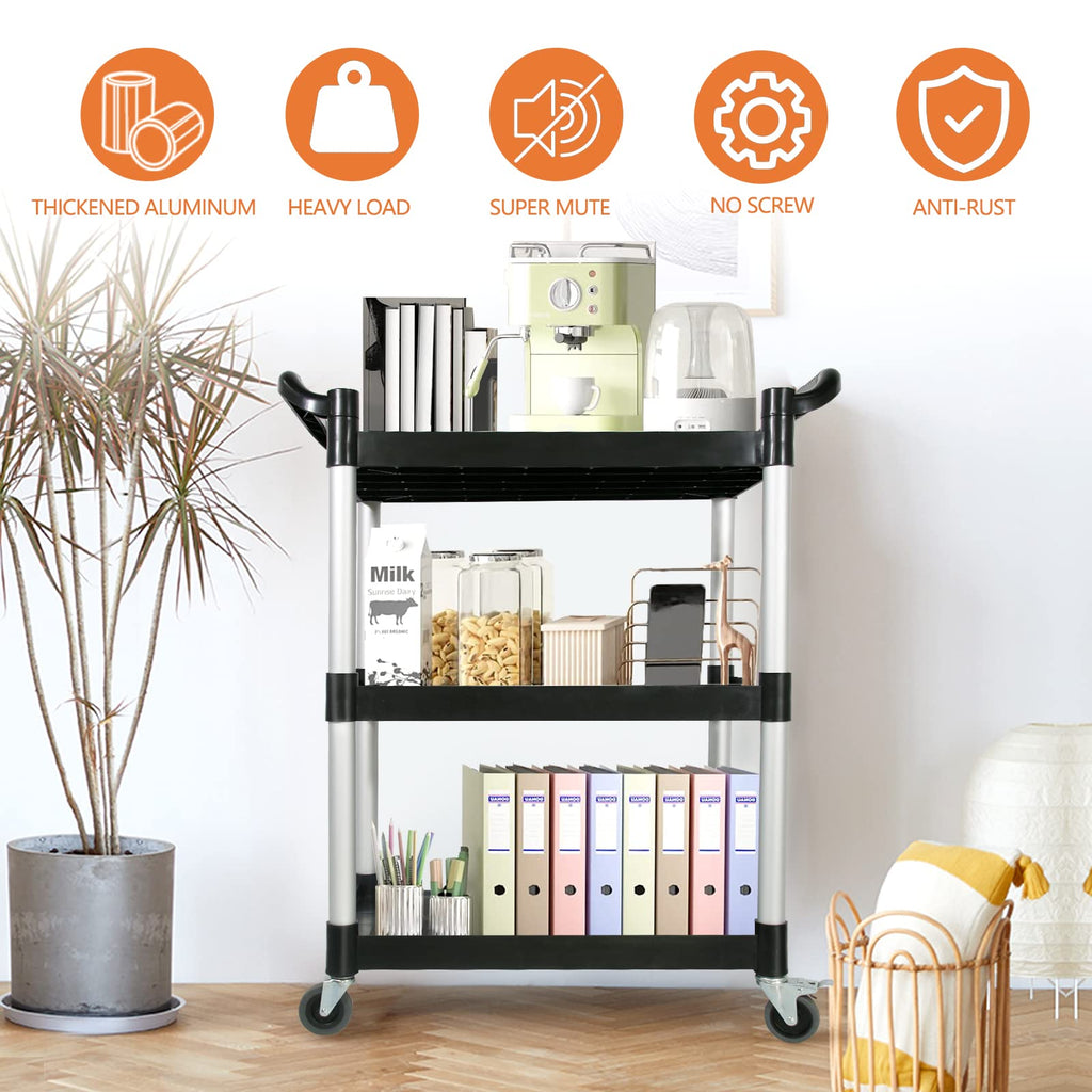 3-Tier Rolling Utility Cart with Lockable Wheels W98446