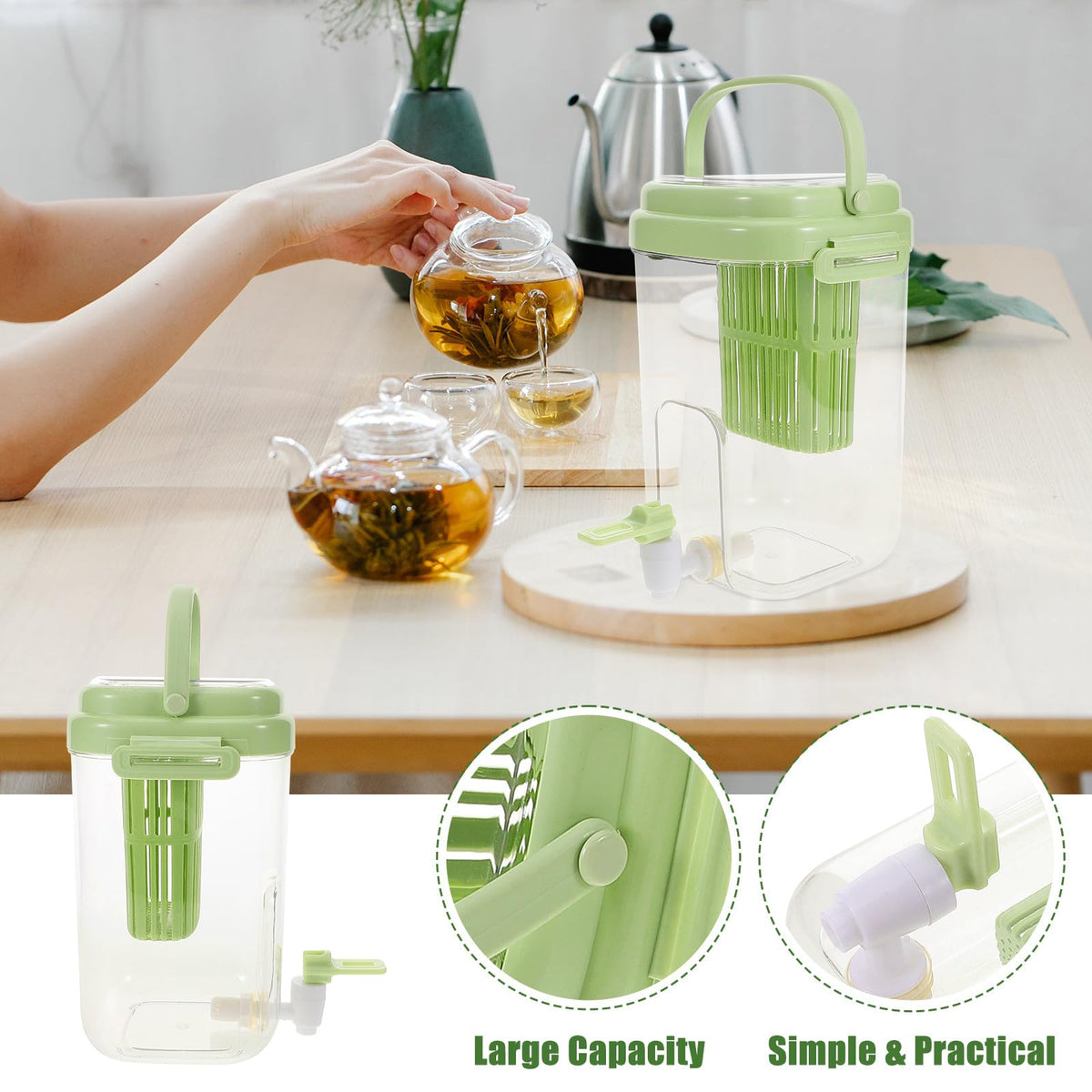 Green 2L Drink Dispenser with Faucet E783