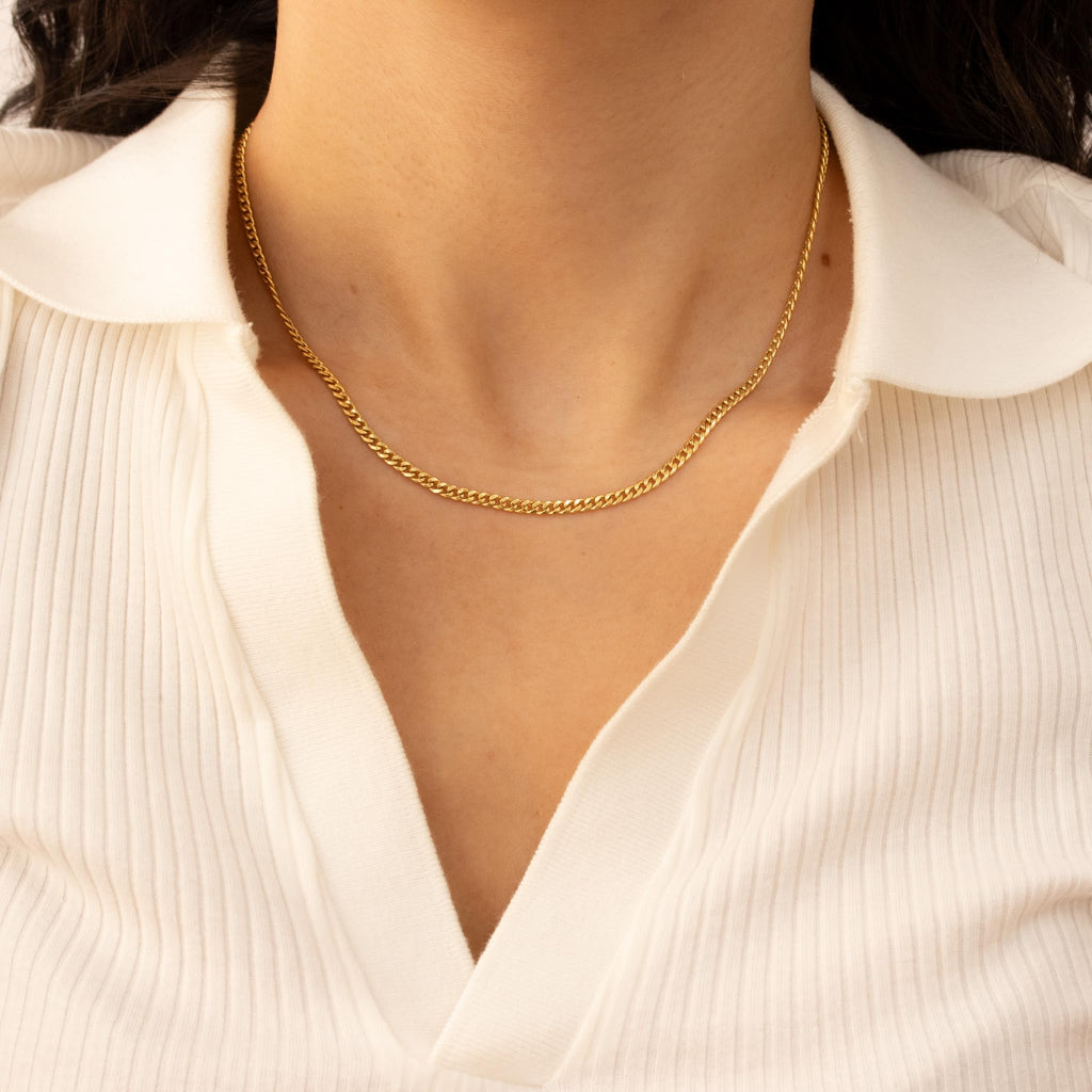 14k Gold Hollow Cuban Link Chain Necklace W583