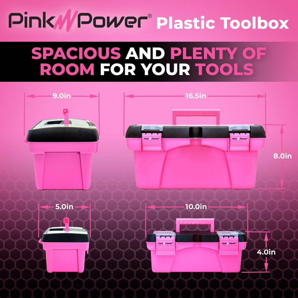 Pink Plastic Tool Box with Handle 2 Pack S948