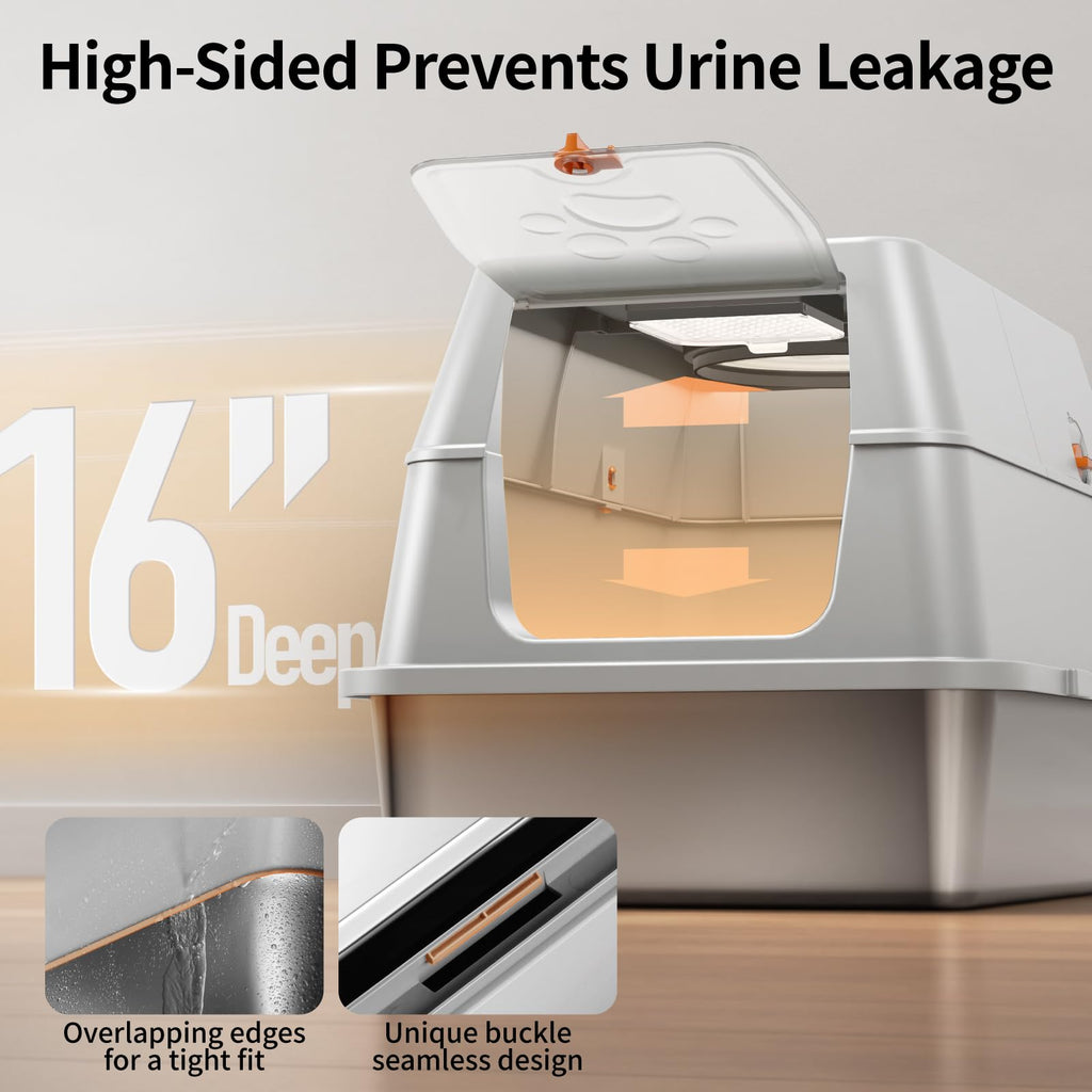 Stainless Steel XL Cat Litter Box with Lid L57893