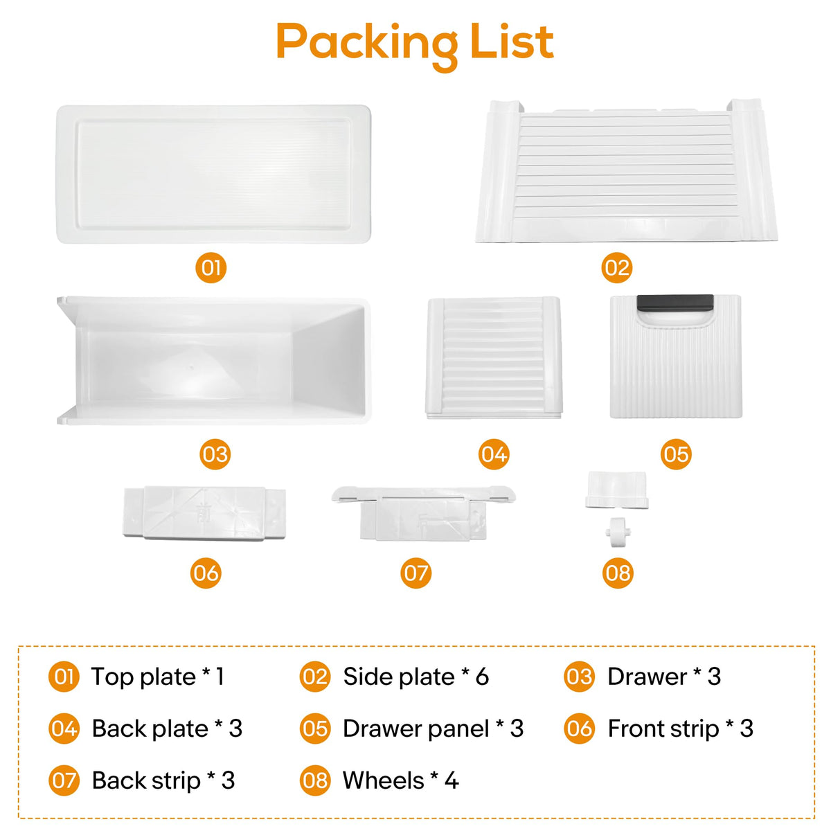 White 3 Drawer Slim Bathroom Cabinet Y91117