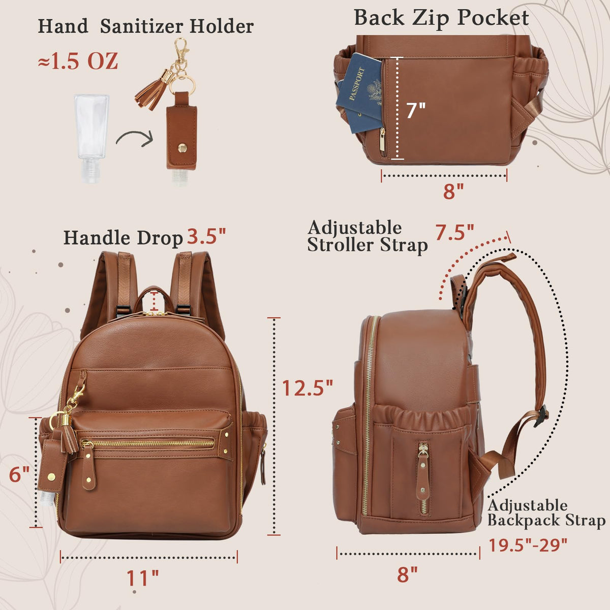Leather Diaper Bag Tote with Mini Backpack G143291