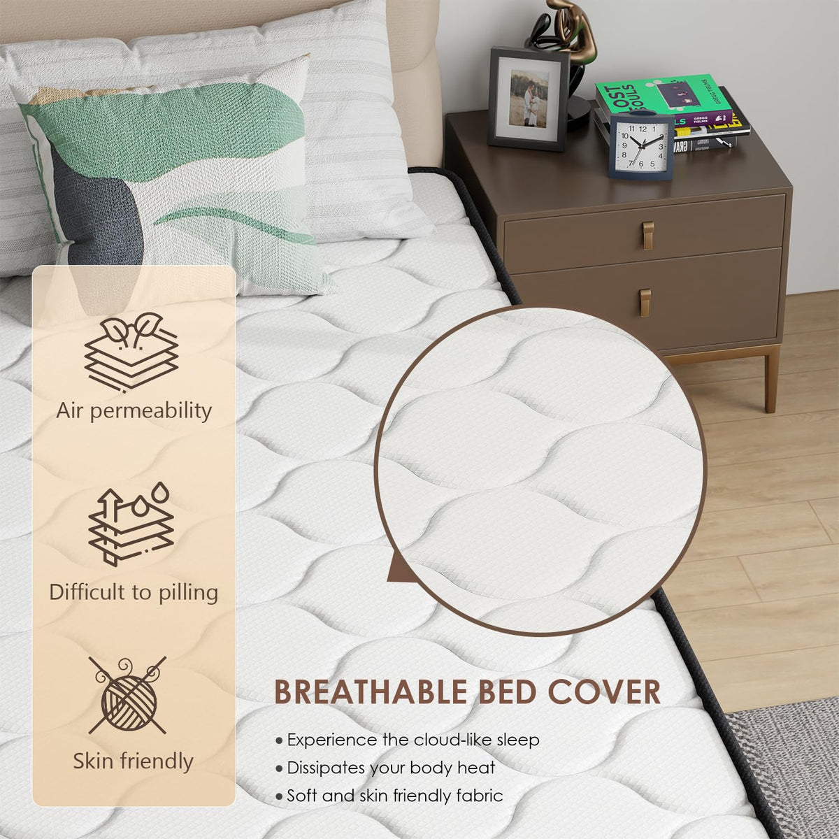 6 Inch Twin Medium Firm Hybrid Mattress T88892