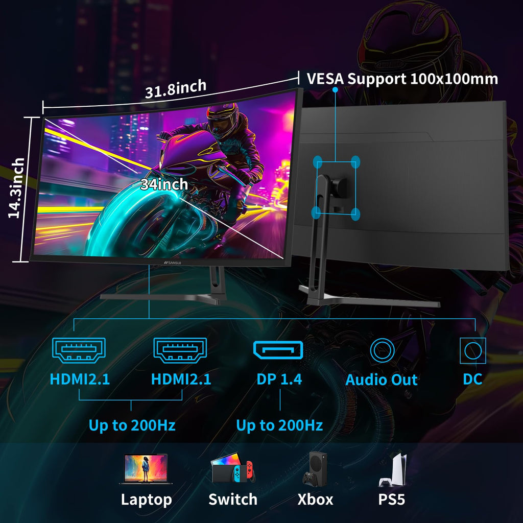 34-Inch Curved Ultrawide Gaming Monitor Y6953