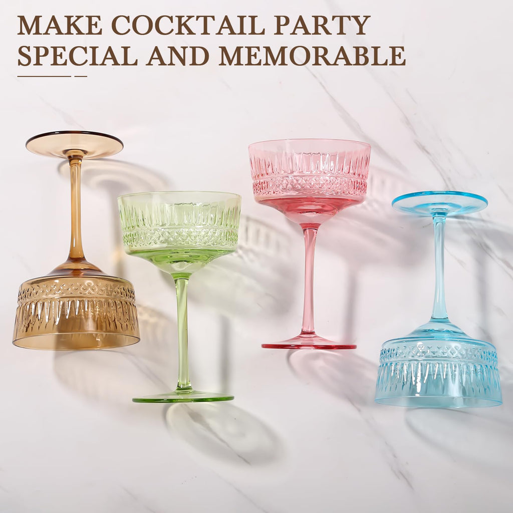 Amber Ribbed Coupe Cocktail Glasses Set of 6 H8720