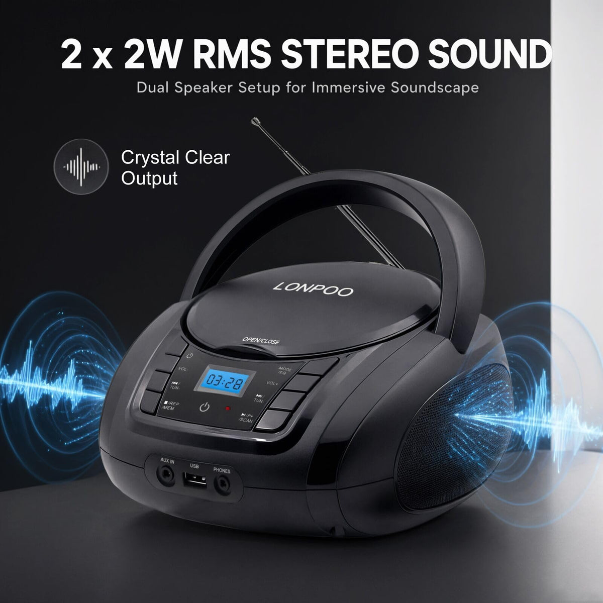 Portable CD Player Boombox with Speakers O62644