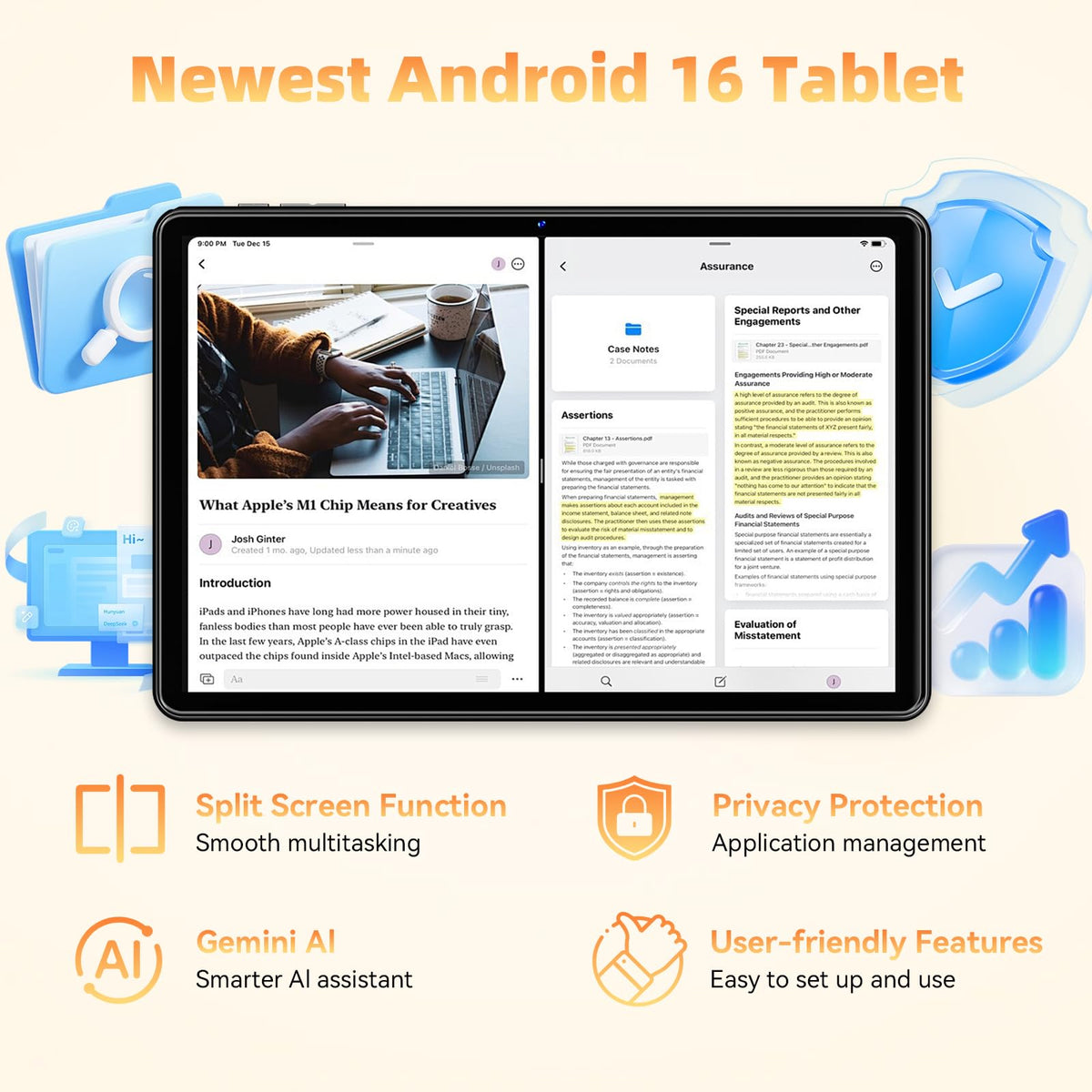 10 inch Android Tablet 26GB RAM 128GB ROM Octa-core 7000mAh Gray U9313