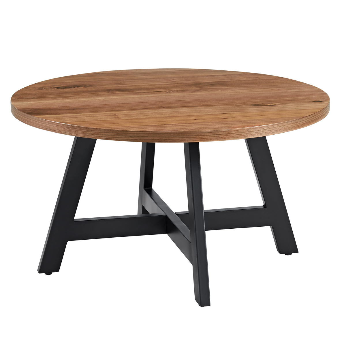 Round Wood Top Metal Base Coffee Table O67208