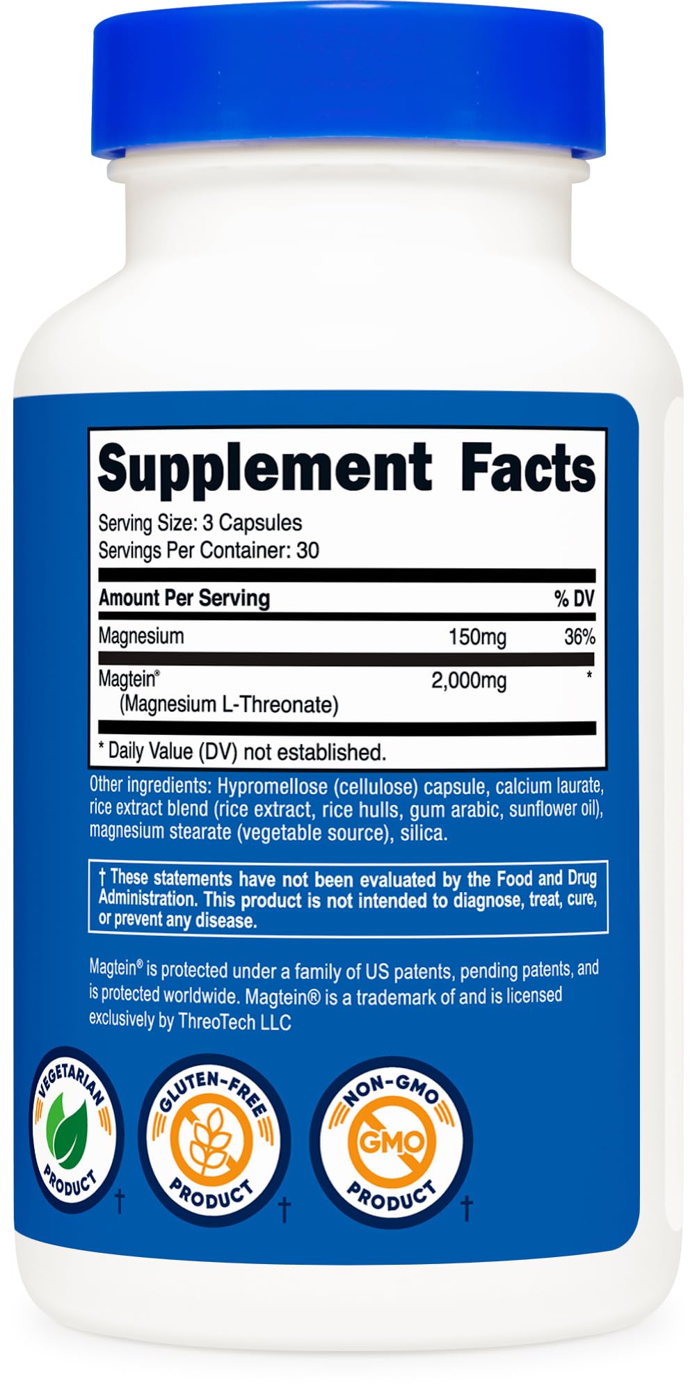 Magnesium L-Threonate 2,000mg 90 Capsules B76720