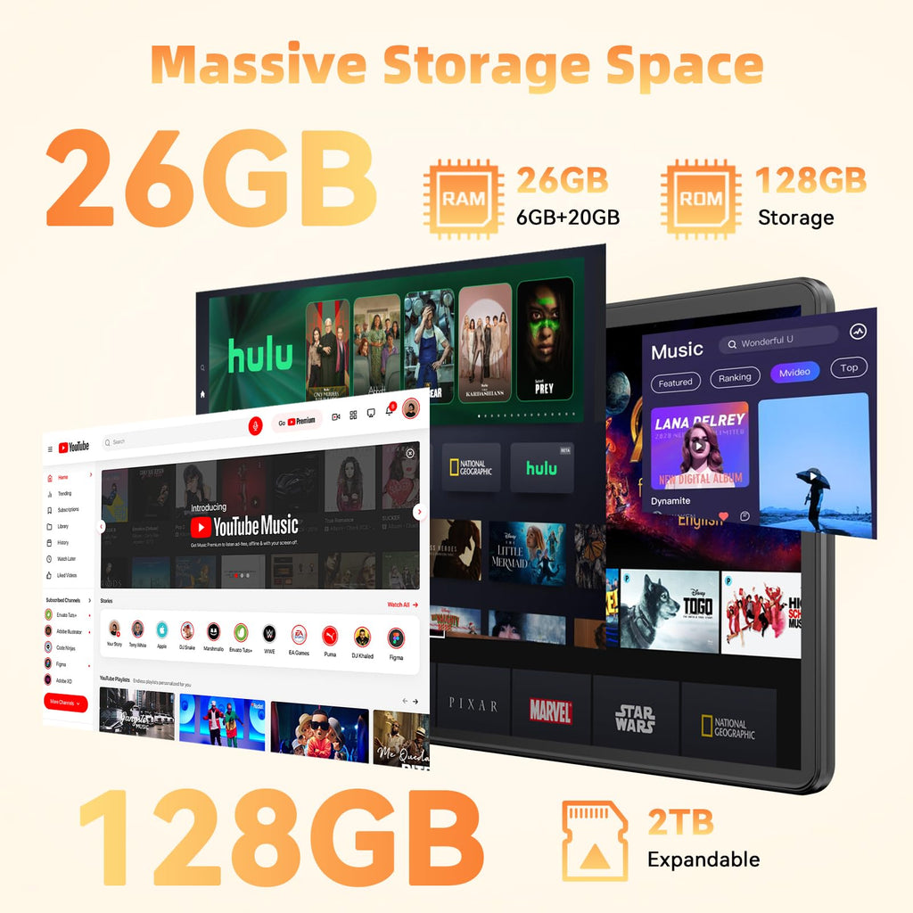 10 inch Android Tablet 26GB RAM 128GB ROM Octa-core 7000mAh Gray U9313