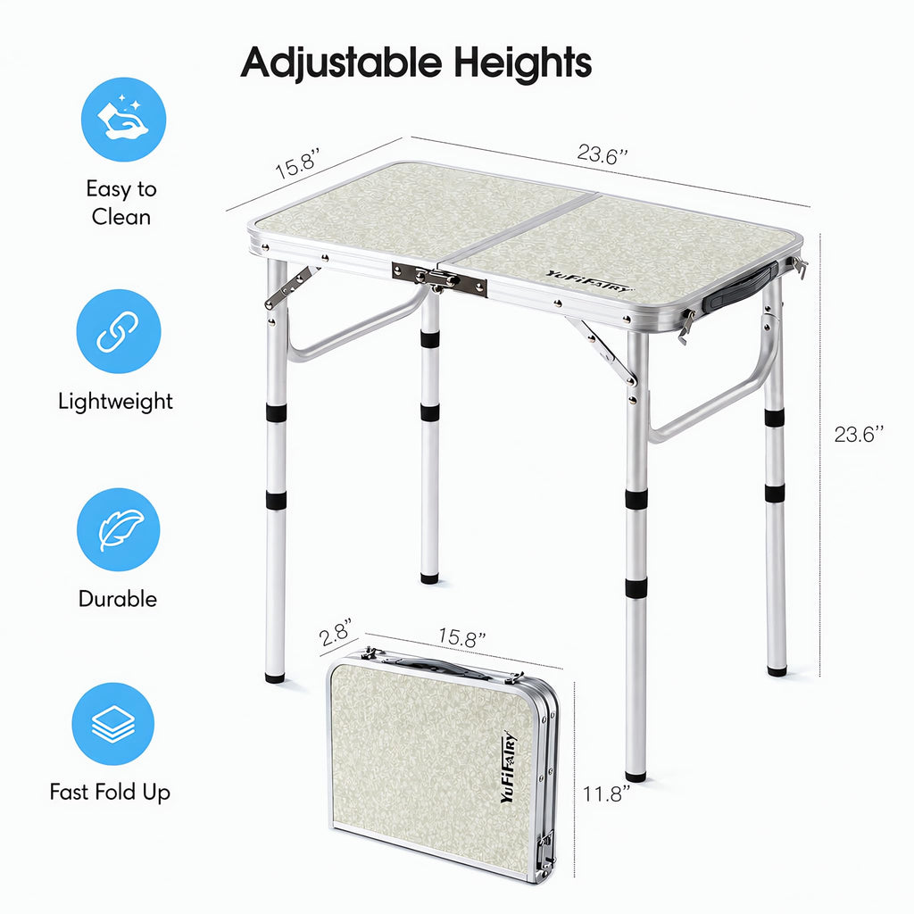 Adjustable Height Small Folding Camp Table T833