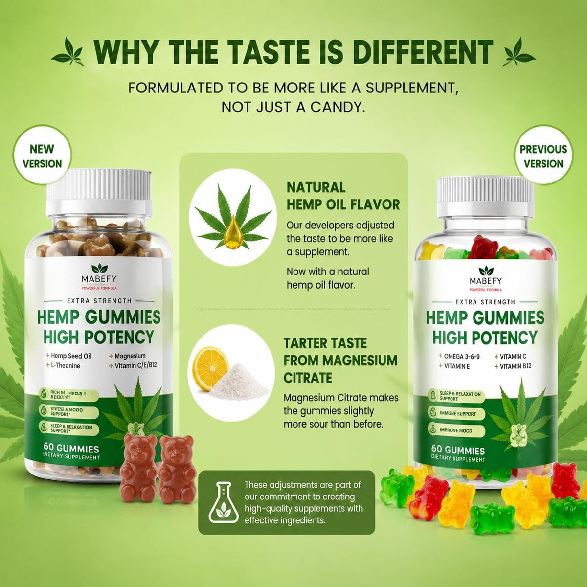 2 Pack Hemp Gummies with Magnesium, Vitamins, Pumpkin Seed, Ashwagandha, GABA, L-Theanine, Pineapple Flavor, 120 Bears, Vegan U35695