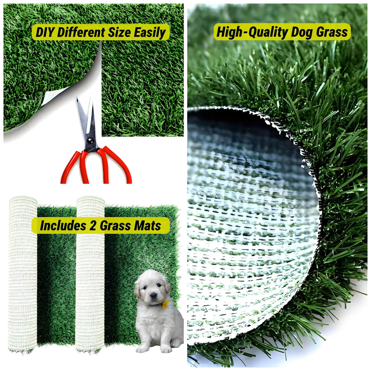 Portable Dog Grass Pad with Tray & 2 Replacement Grass Pads D2458