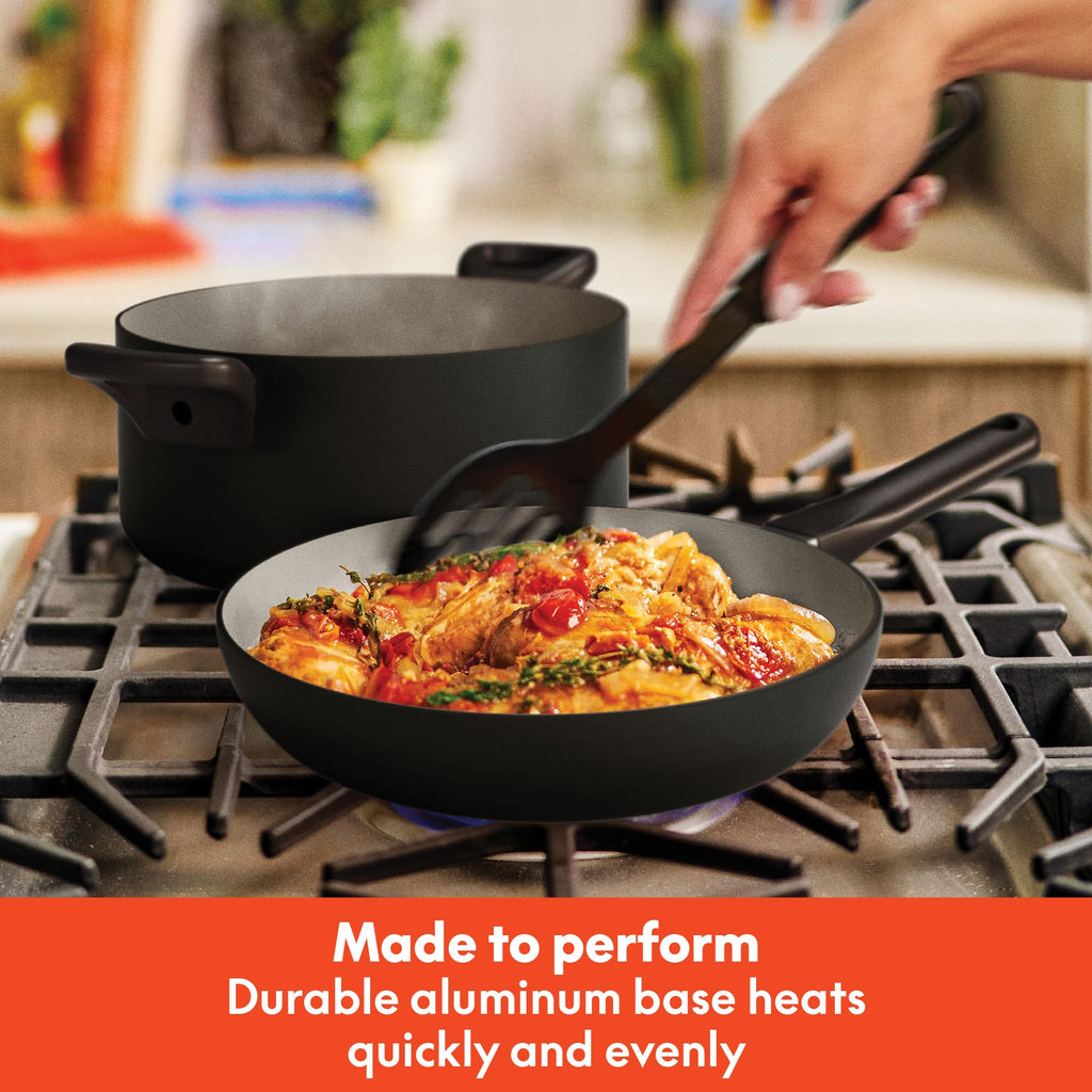 12 Piece Ceramic Nonstick Cookware Set Black B971
