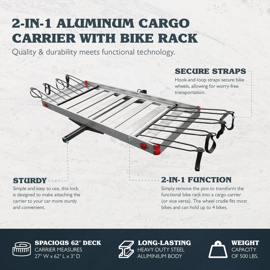 500 lb Aluminum 2-in-1 Hitch Cargo Carrier Q22414