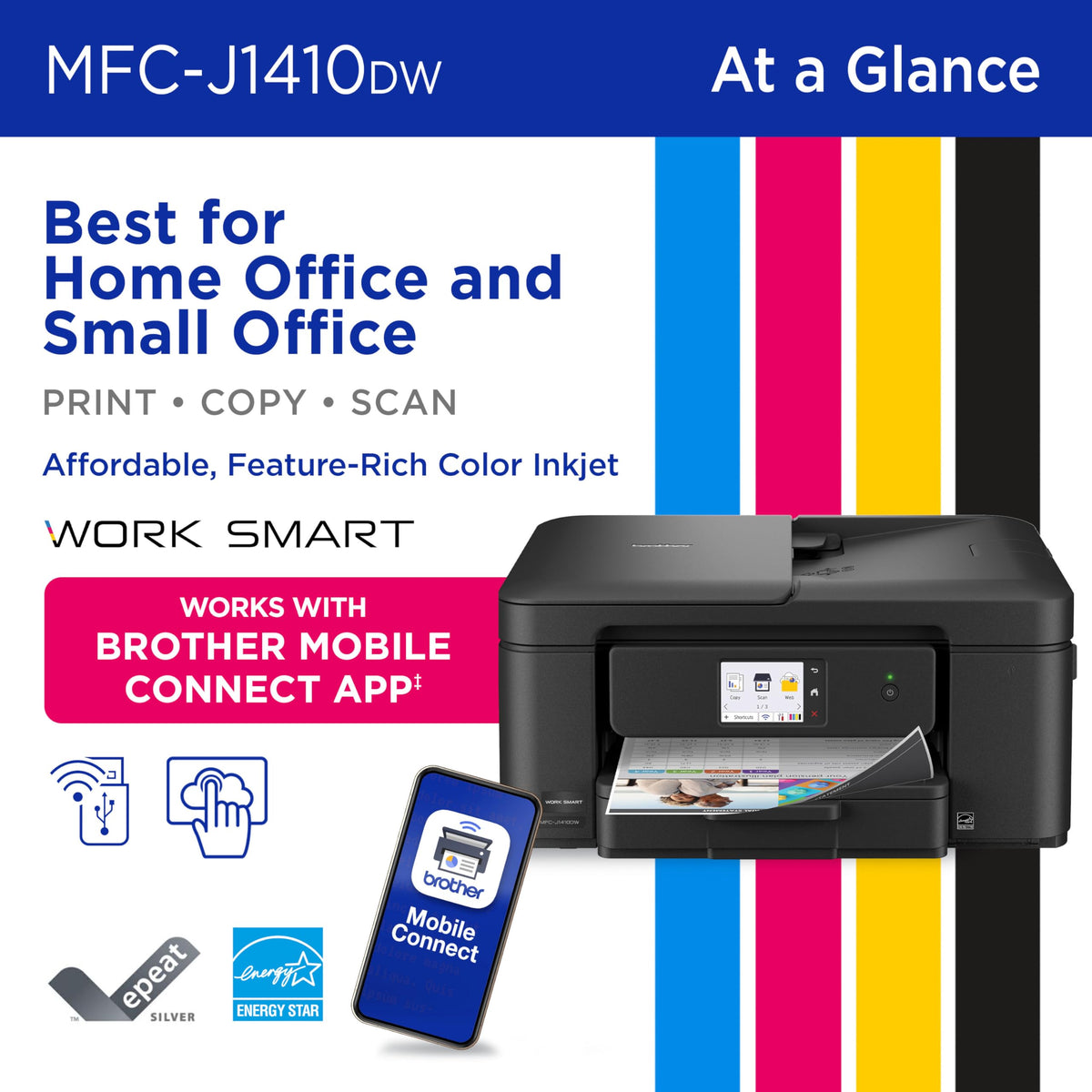 Wireless Color Inkjet All-in-One Printer with Touchscreen and Automatic Duplex Printing I63287