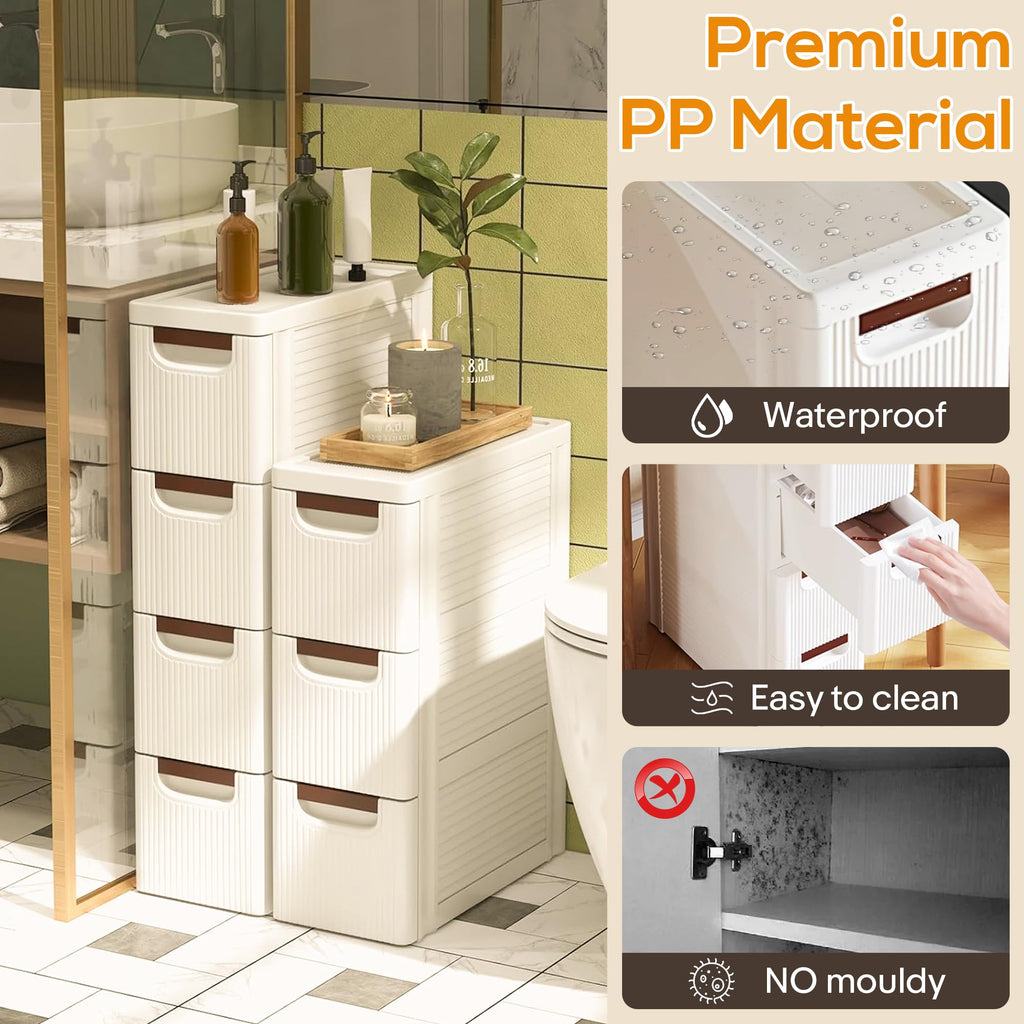 White 3 Drawer Slim Bathroom Cabinet Y91117