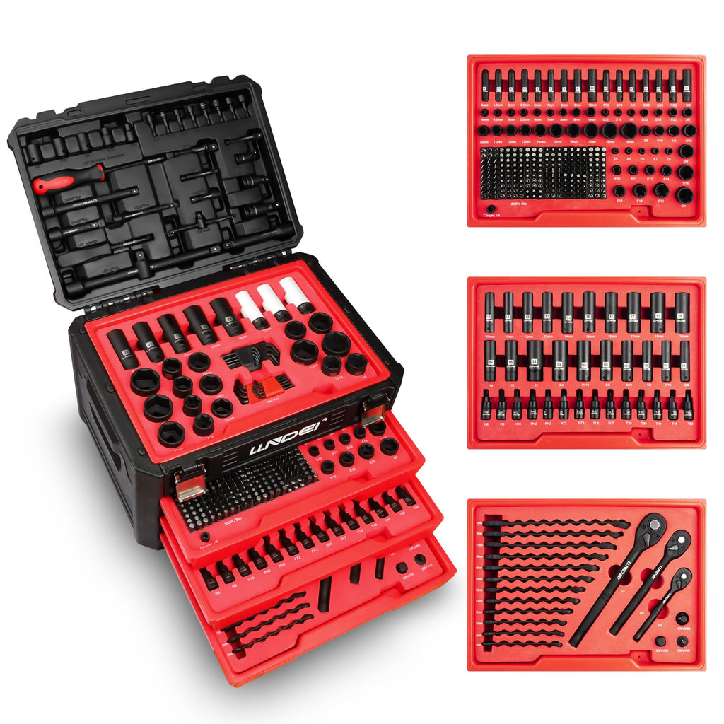 390Pcs Mechanics Tool Set and Drive Deep Socket Set, 1/4" 3/8" 1/2" V34480