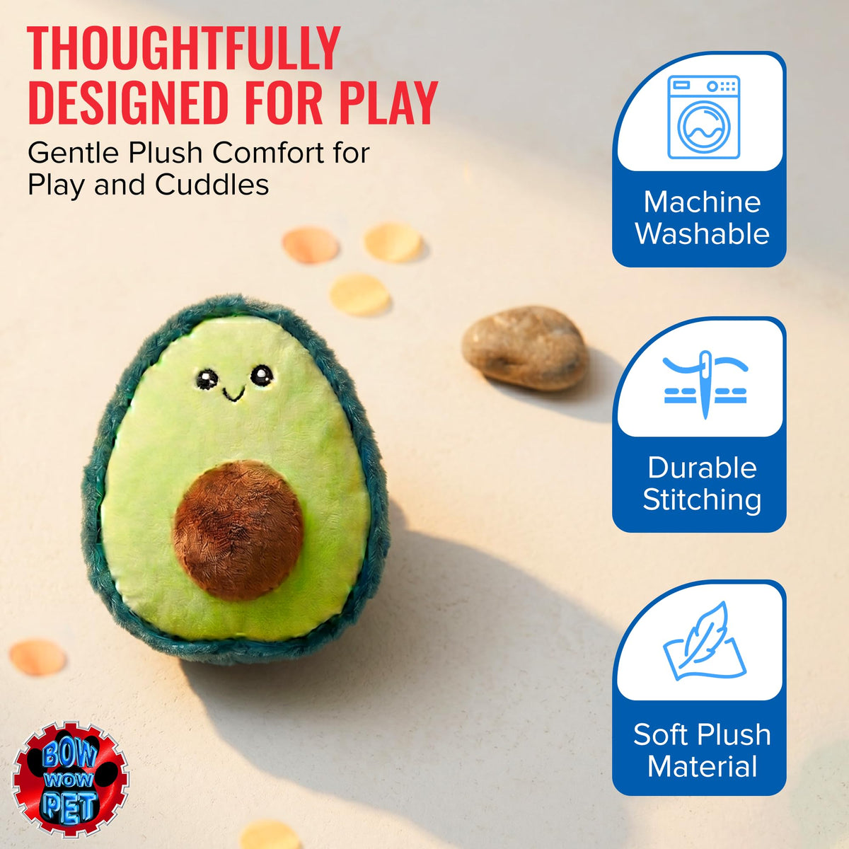 Avocado Plush Dog & Cat Toy with Squeaker U6501