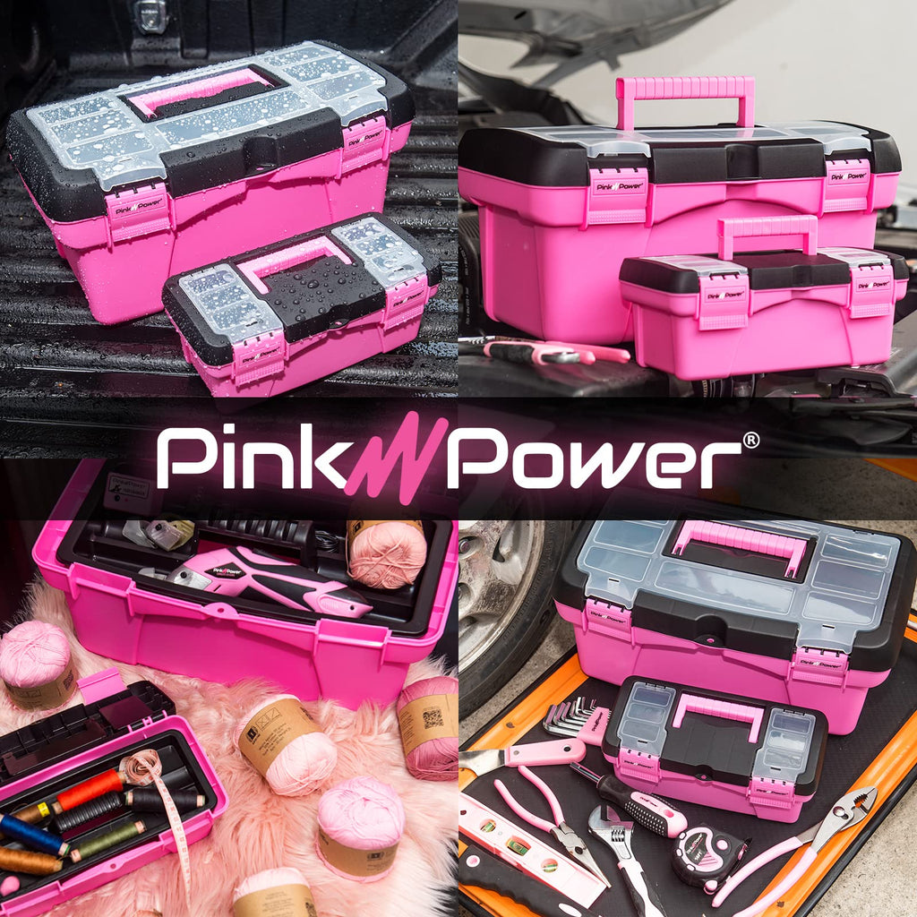 Pink Plastic Tool Box with Handle 2 Pack S948
