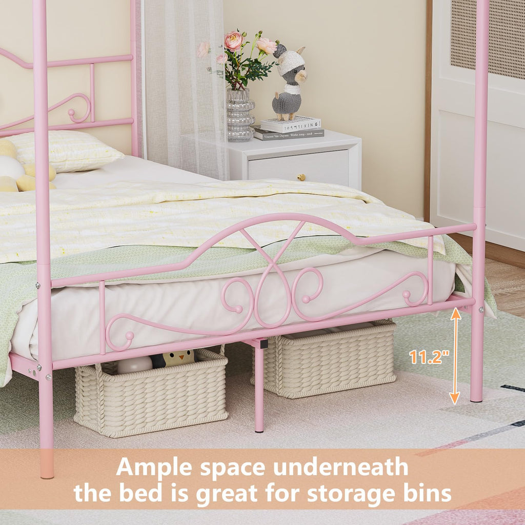 Full Size Canopy Bed Frame with 4 Posters O555