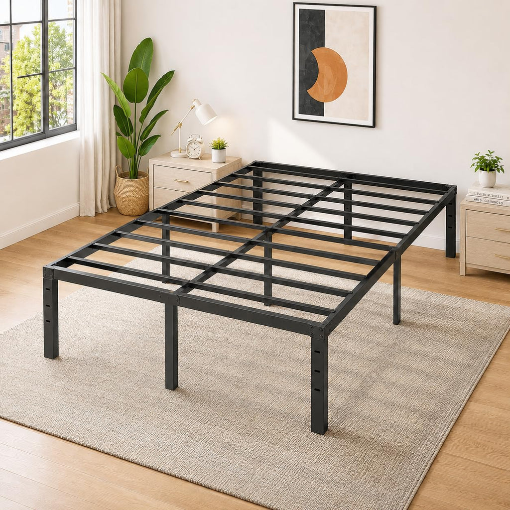 14 Inch Queen Metal Platform Bed Frame with Underbed Storage G3573