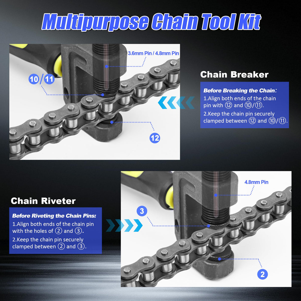 14 Pc Motorcycle Chain Breaker Tool Kit U1698