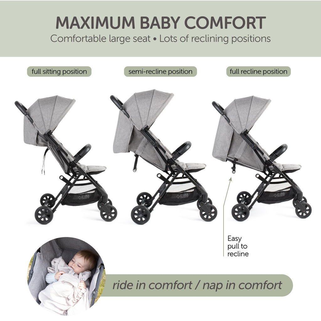 Lightweight Compact Travel Stroller with Canopy, Storage Basket & Recline B808