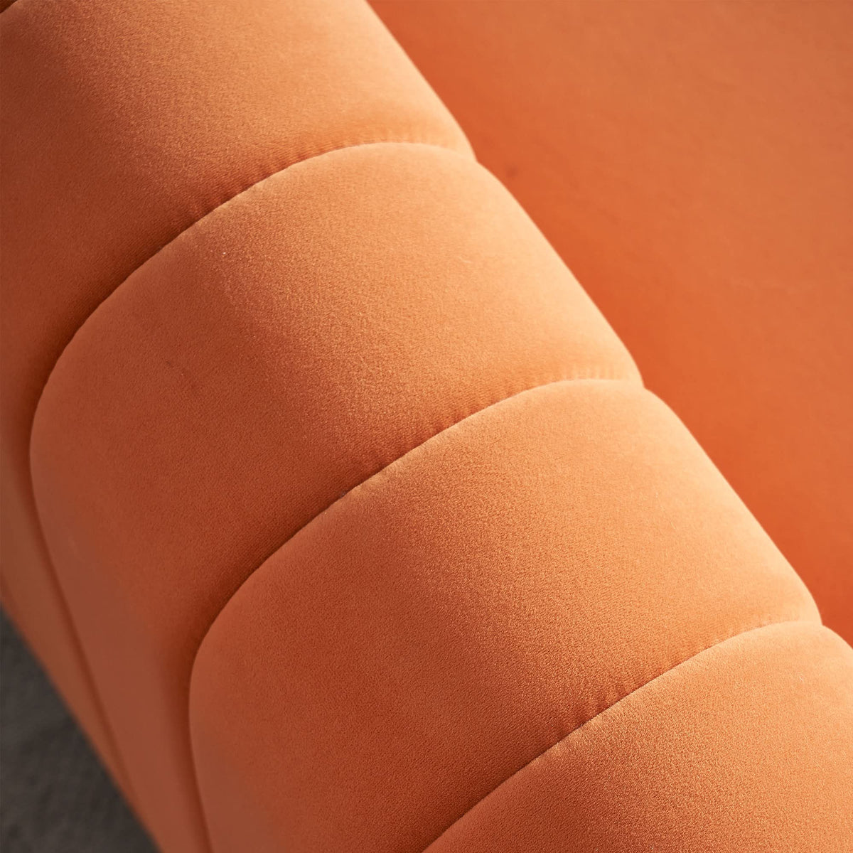 Orange Velvet 3 Seat Sofa O9310
