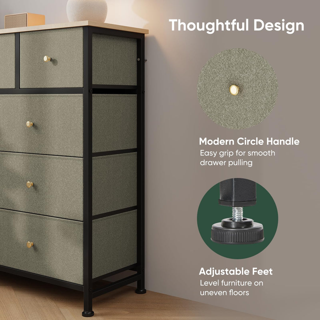 Fabric 9 Drawers Dresser A73093