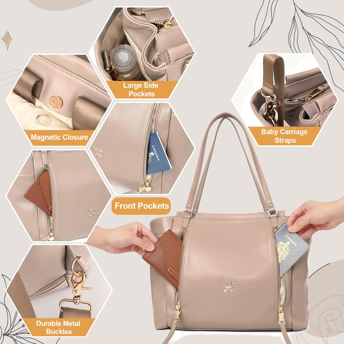 Leather Diaper Bag Tote with Mini Backpack G143291