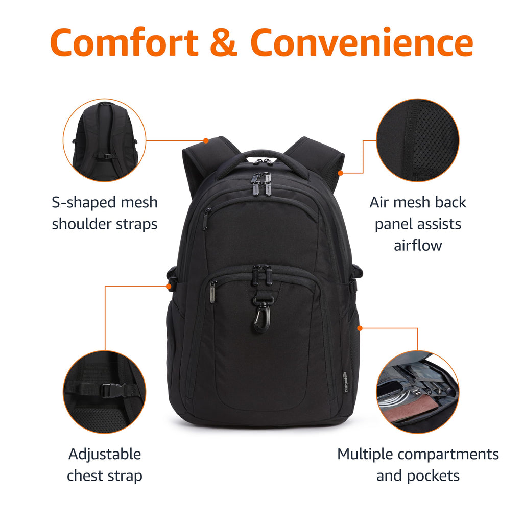 Black Water Resistant Laptop Backpack P49643