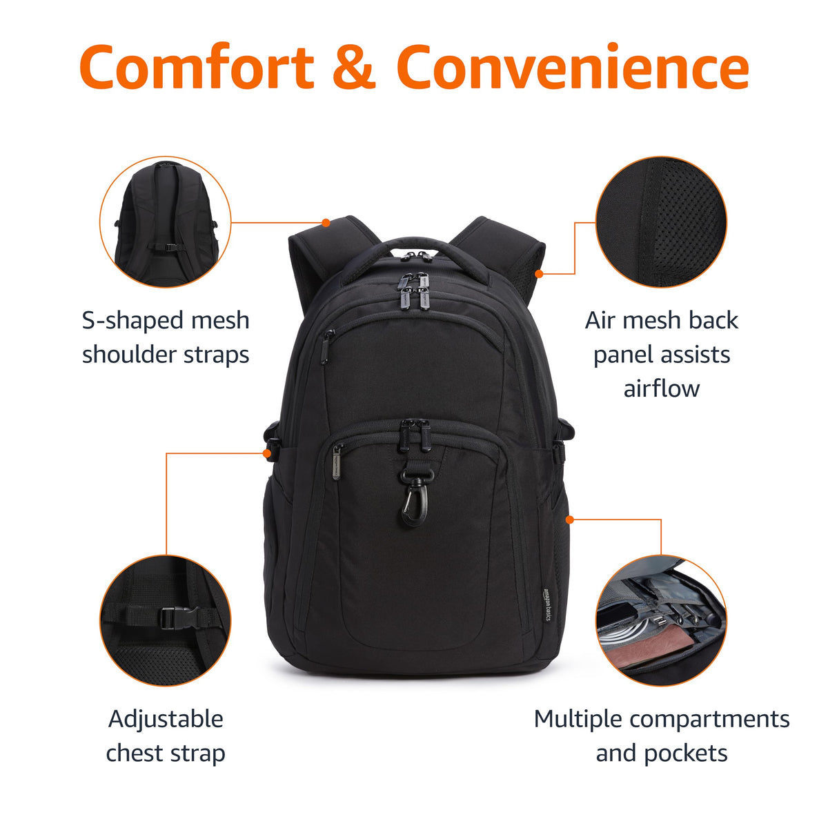Black Water Resistant Laptop Backpack P49643