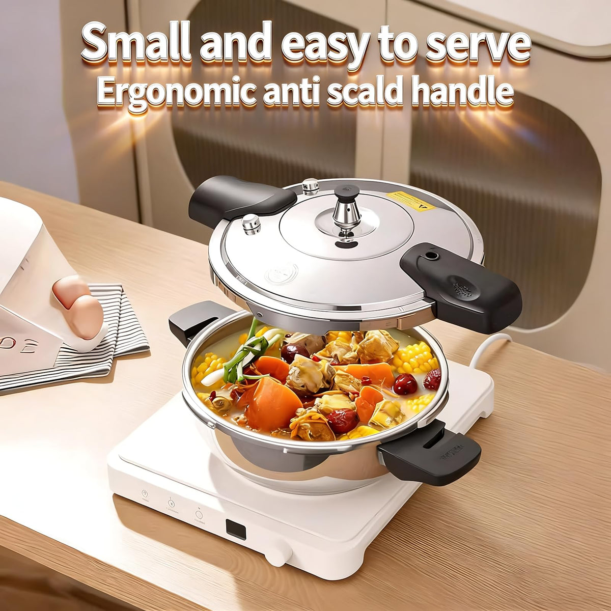 2.3L 304 Stainless Steel Mini Pressure Cooker H948787
