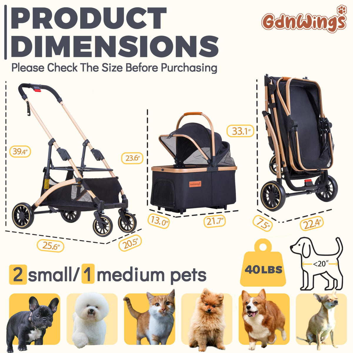 Pet Stroller for Small Dogs Cats K72481